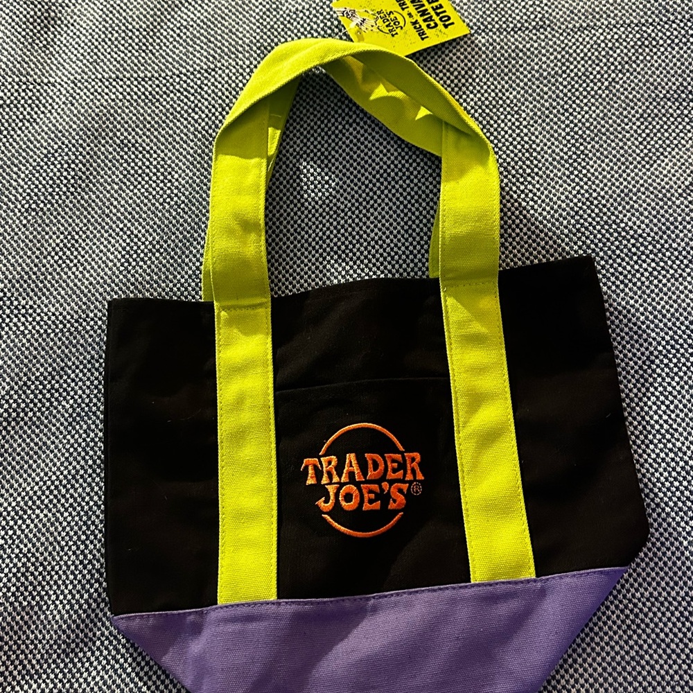Trader Joe's Black and Purple Tote Bag